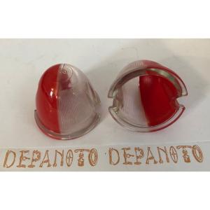 Cabochons de feu  AXO en verre bicolore la paire