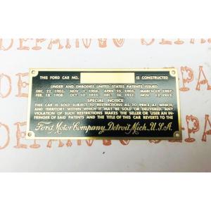 Plaque de brevet et série FORD T 1913-1916