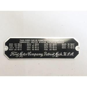 Plaque de brevet  FORD T