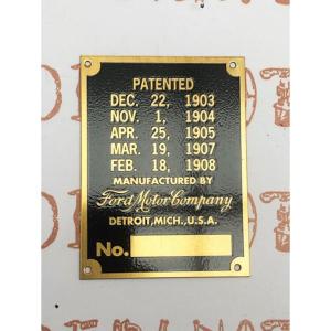 Plaque de brevet et série FORD T 1909-1911