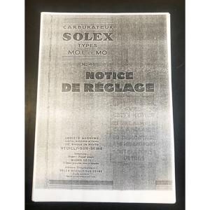 DOCUMENTATION CARBURATEUR SOLEX types MO.L et MO