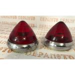 Cabochons de feu rouge en verre la paire