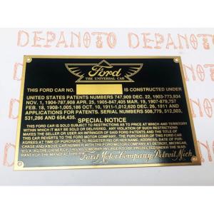Plaque de brevet et série FORD T 1912