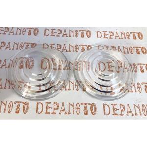 Paire de cabochons en verre transparent  FORD T pour lampes à huile